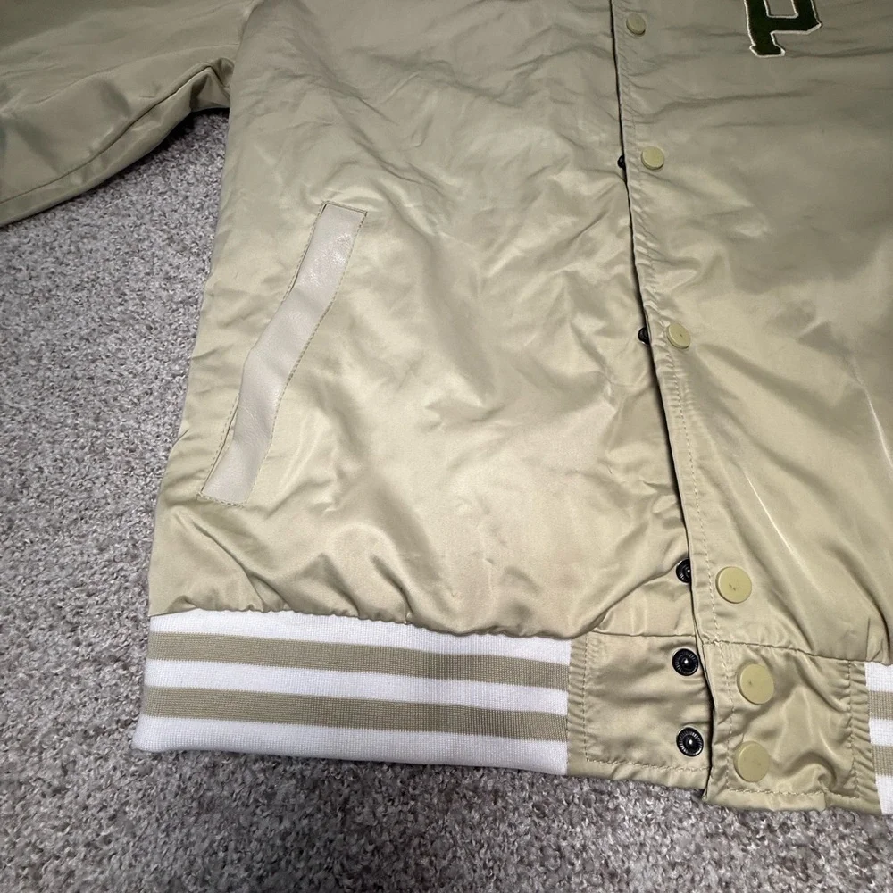 NWT Men’s Primitive Skateboarding Beige Satin Bomber Jacket Size Large L